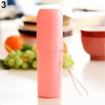 Cylindrical toothbrush holder for travel, pink color